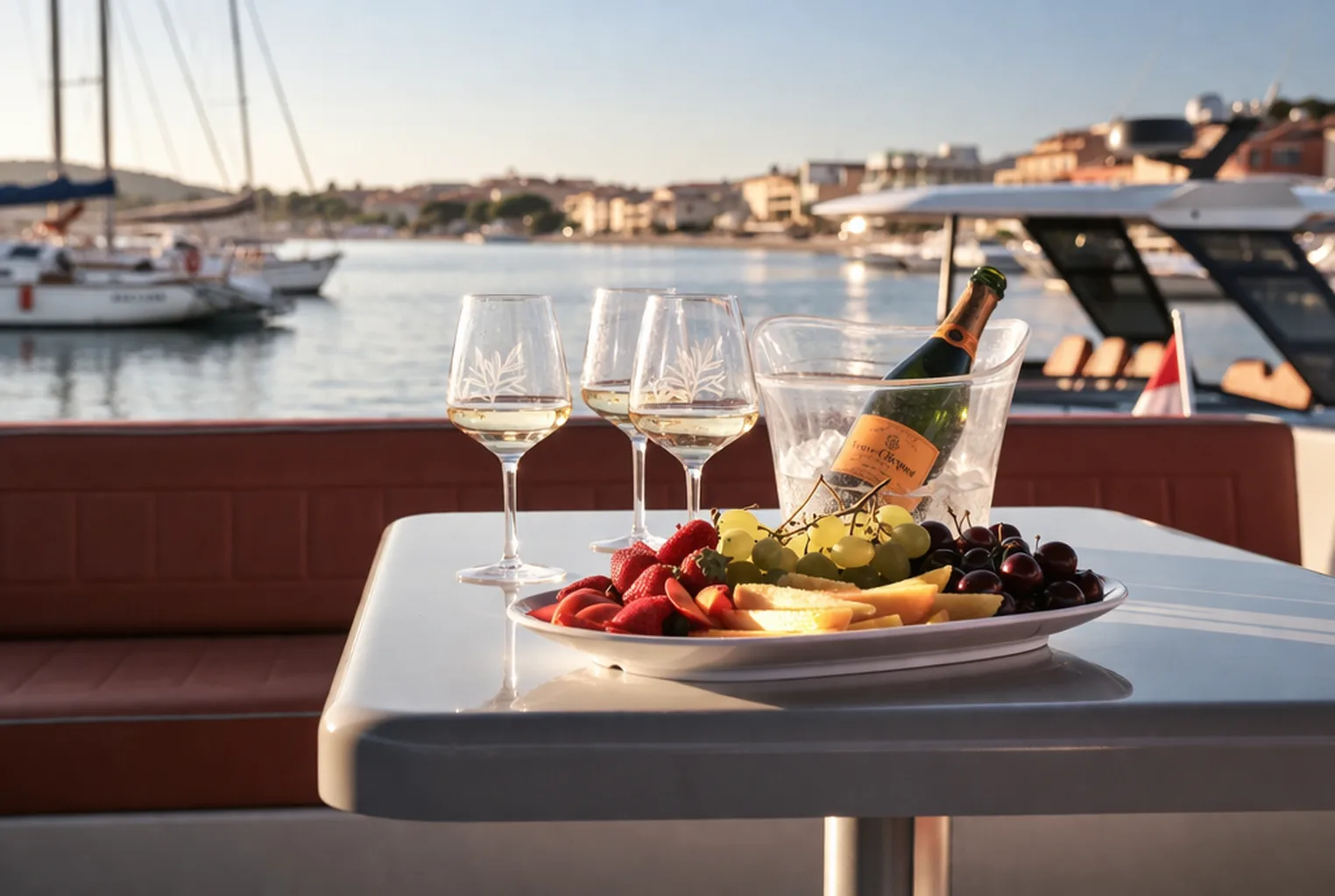 Ospiti che si godono un pranzo italiano all'ancora