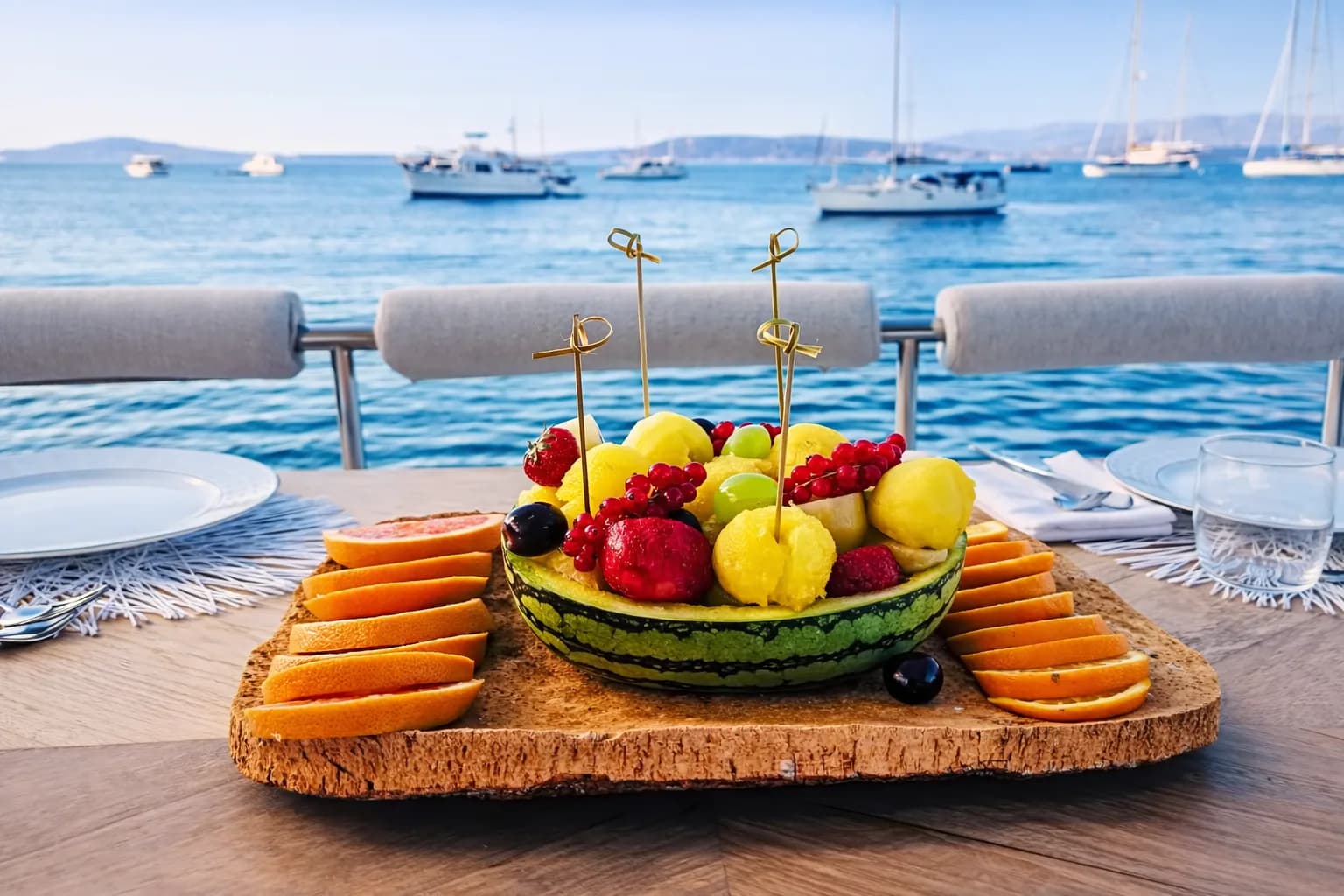 Ospite rilassato sul prendisole con una bevanda fresca in mano