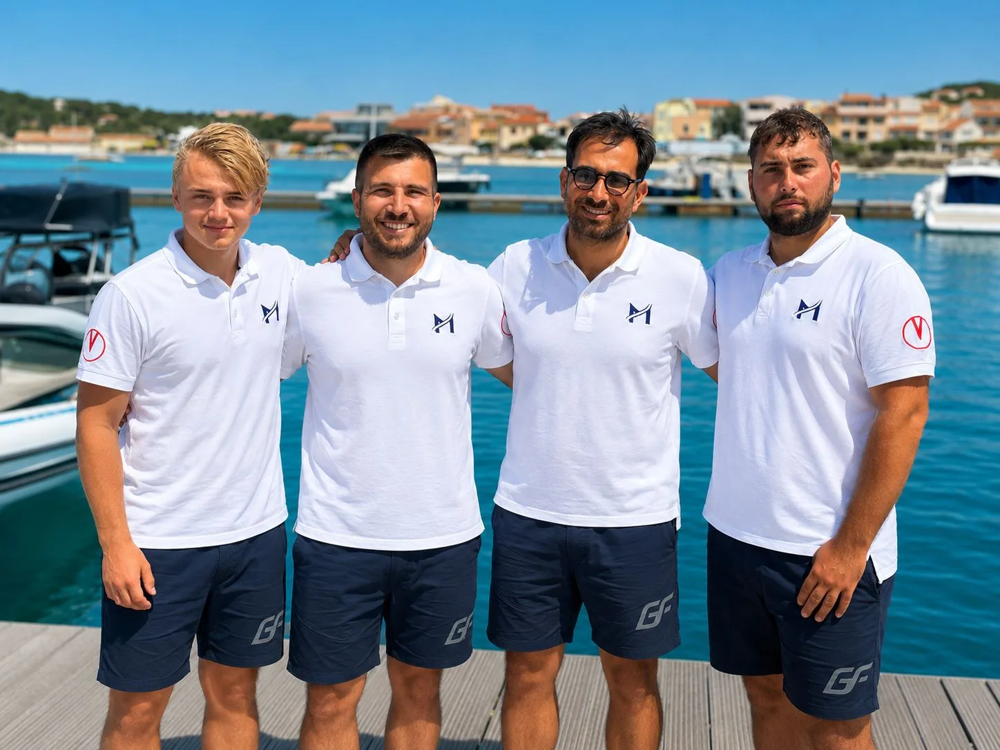 The MareFun team at the marina in Sardinia