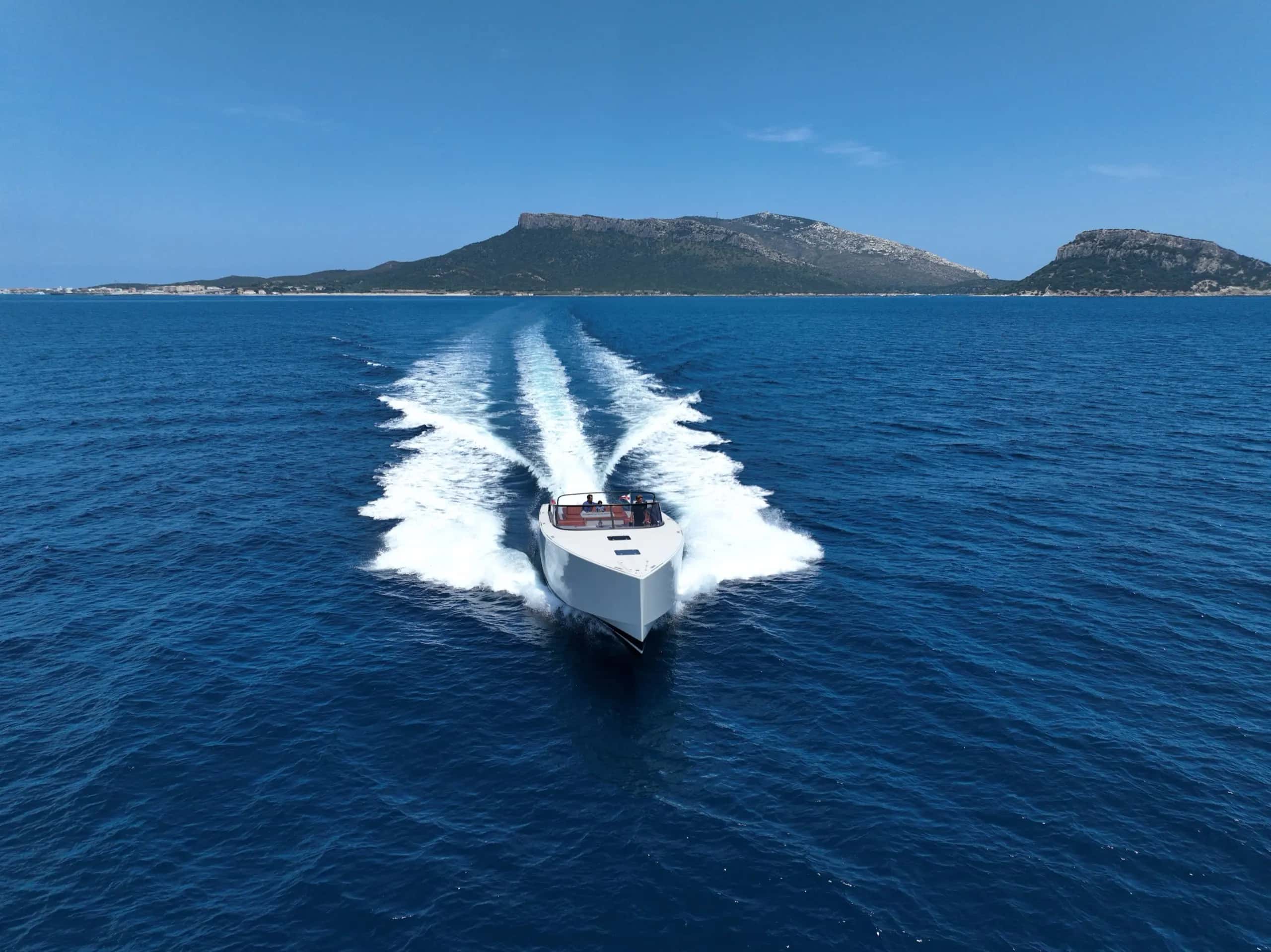 VanDutch 55 luxury yacht deck with sun loungers in Sardinia